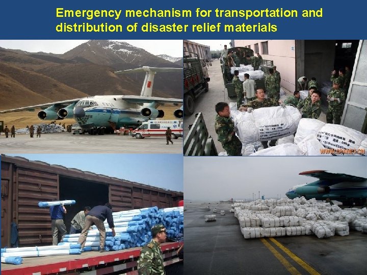 Emergency mechanism for transportation and distribution of disaster relief materials 