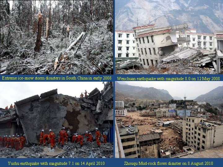 Extreme ice-snow storm disasters in South China in early 2008 Wenchuan earthquake with magnitude