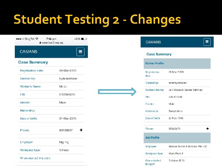 Student Testing 2 - Changes 