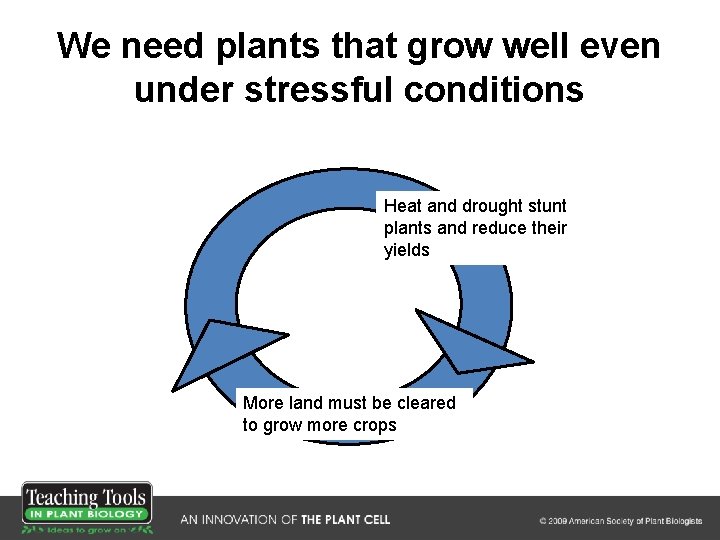 We need plants that grow well even under stressful conditions Heat and drought stunt