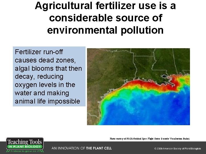 Agricultural fertilizer use is a considerable source of environmental pollution Fertilizer run-off causes dead