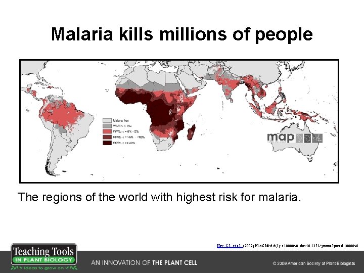 Malaria kills millions of people The regions of the world with highest risk for