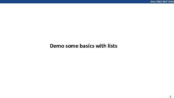 Shell CSCE 314 TAMU Demo some basics with lists 2 