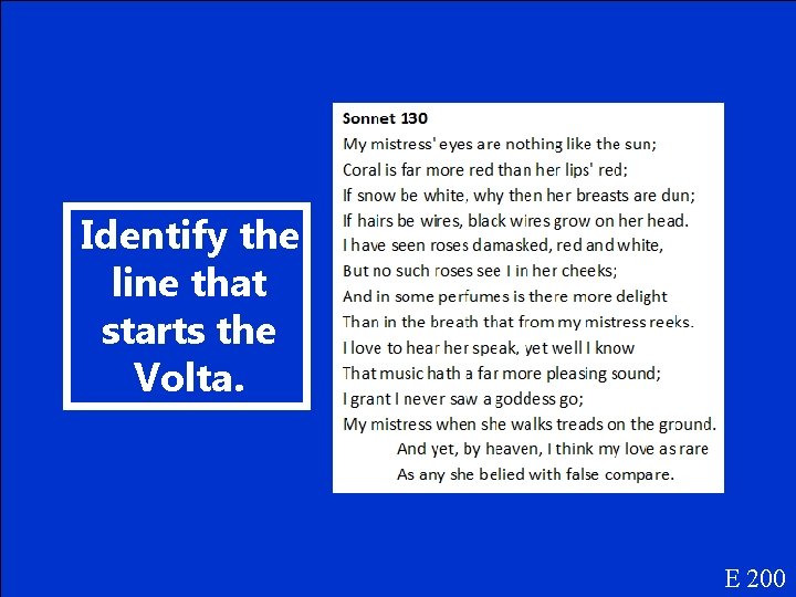 Identify the line that starts the Volta. E 200 