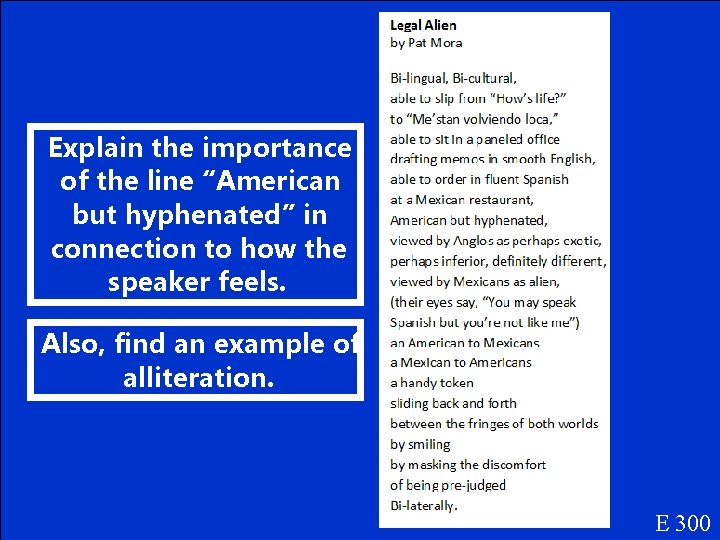 Explain the importance of the line “American but hyphenated” in connection to how the