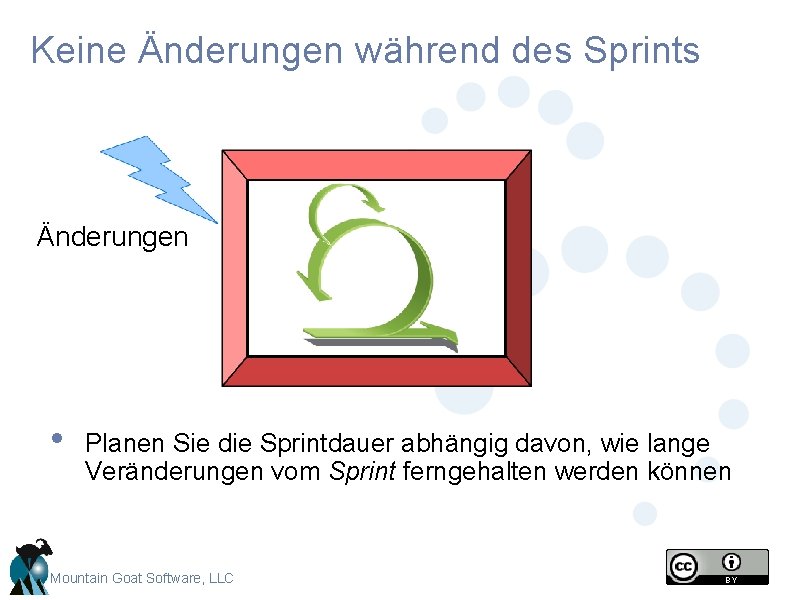 Keine Änderungen während des Sprints Änderungen • Planen Sie die Sprintdauer abhängig davon, wie Keine Änderungen während des Sprints Änderungen • Planen Sie die Sprintdauer abhängig davon, wie