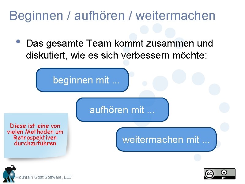 Beginnen / aufhören / weitermachen • Das gesamte Team kommt zusammen und diskutiert, wie Beginnen / aufhören / weitermachen • Das gesamte Team kommt zusammen und diskutiert, wie