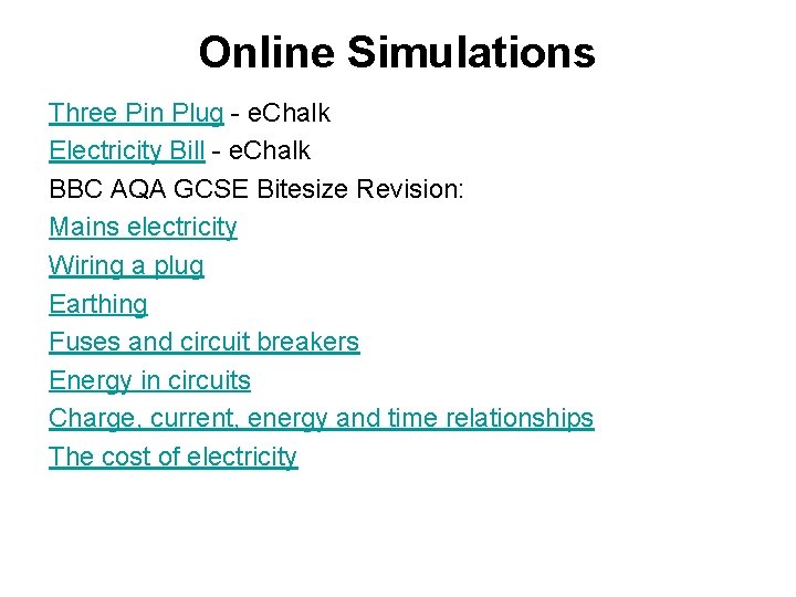 Online Simulations Three Pin Plug - e. Chalk Electricity Bill - e. Chalk BBC