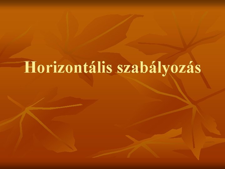 Horizontális szabályozás 