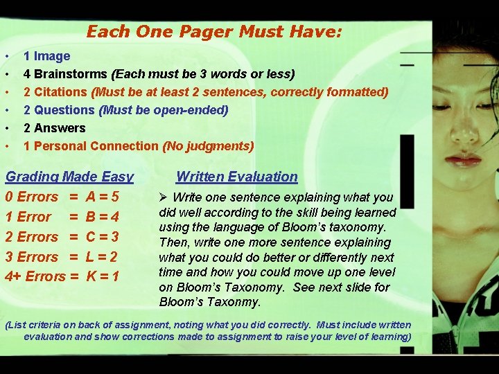 Each One Pager Must Have: • • • 1 Image 4 Brainstorms (Each must