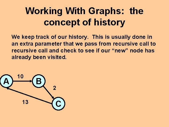 Working With Graphs: the concept of history We keep track of our history. This