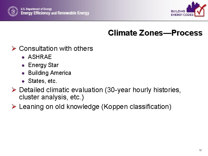 Climate Zones—Process Ø Consultation with others l l ASHRAE Energy Star Building America States,