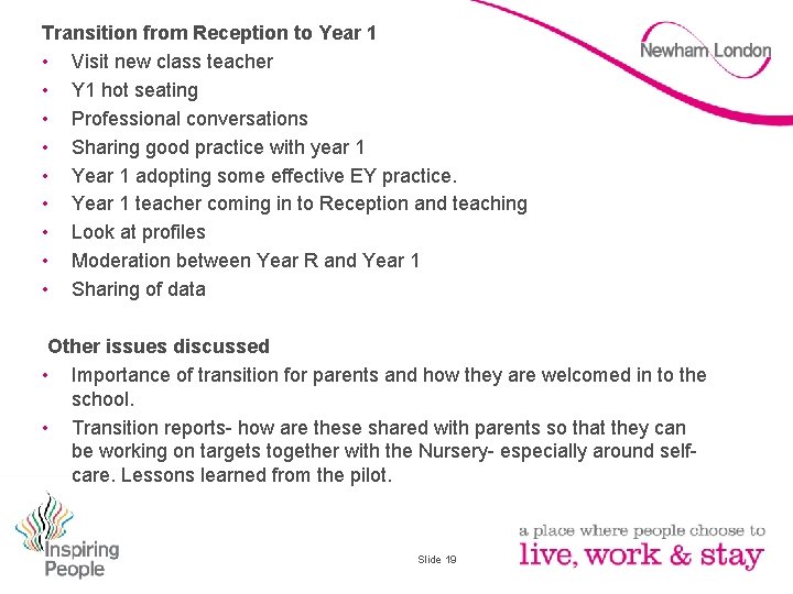 Transition from Reception to Year 1 • Visit new class teacher • Y 1