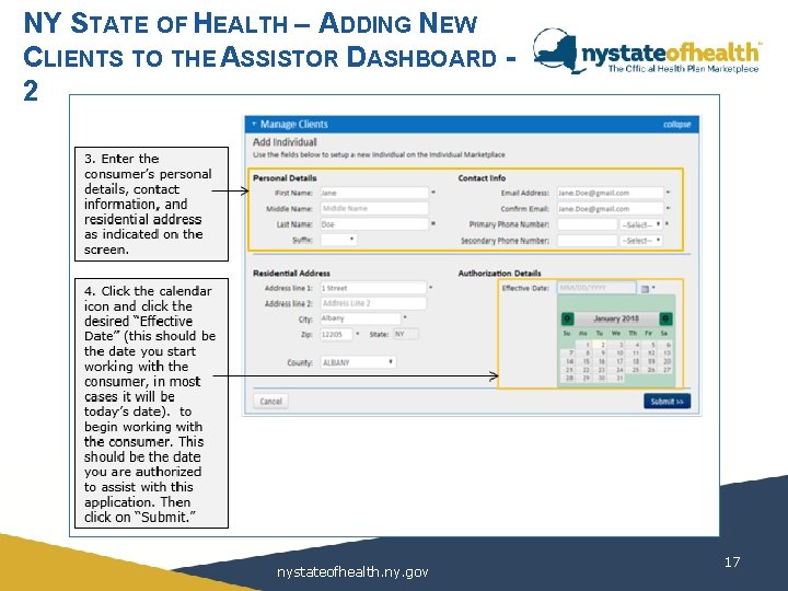 NY STATE OF HEALTH – ADDING NEW CLIENTS TO THE ASSISTOR DASHBOARD 2 nystateofhealth.