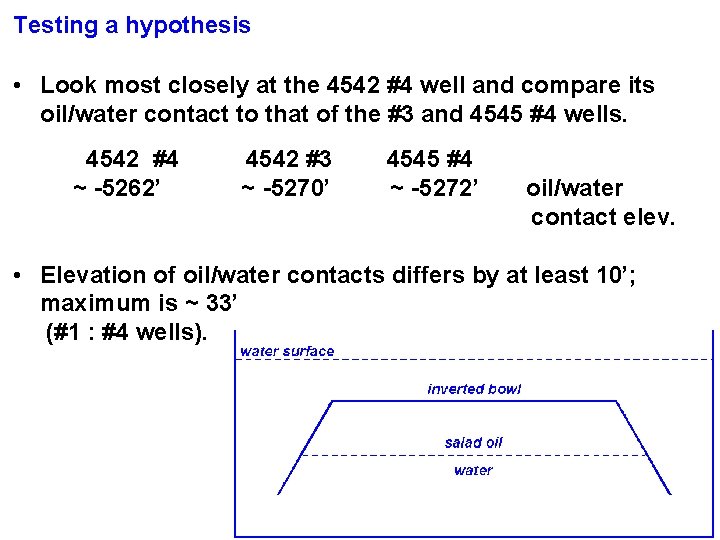 Testing a hypothesis • Look most closely at the 4542 #4 well and compare