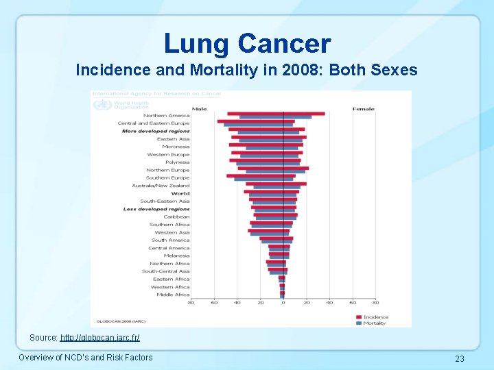 Lung Cancer Incidence and Mortality in 2008: Both Sexes Source: http: //globocan. iarc. fr/