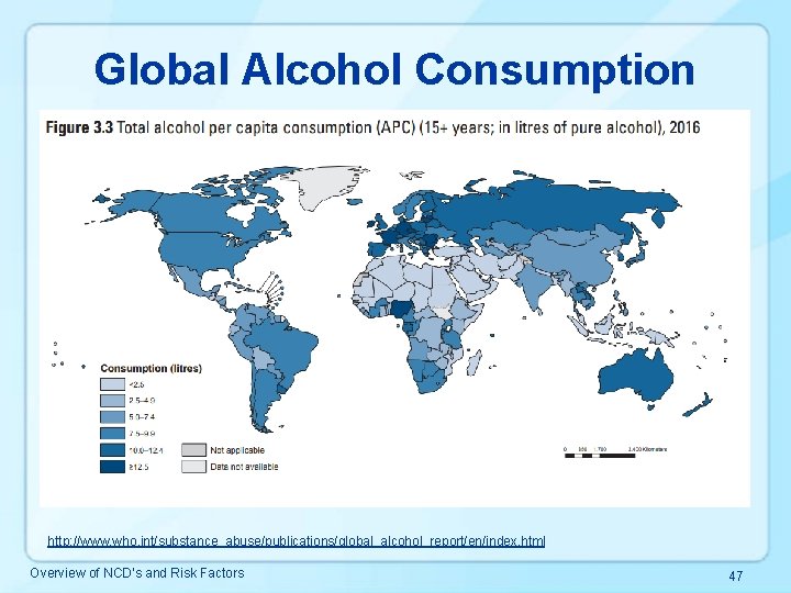 Global Alcohol Consumption http: //www. who. int/substance_abuse/publications/global_alcohol_report/en/index. html Overview of NCD’s and Risk Factors