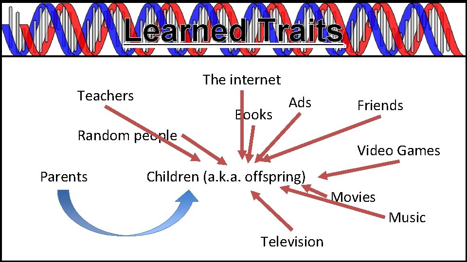 Learned Traits The internet Teachers Books Ads Random people Parents Friends Video Games Children