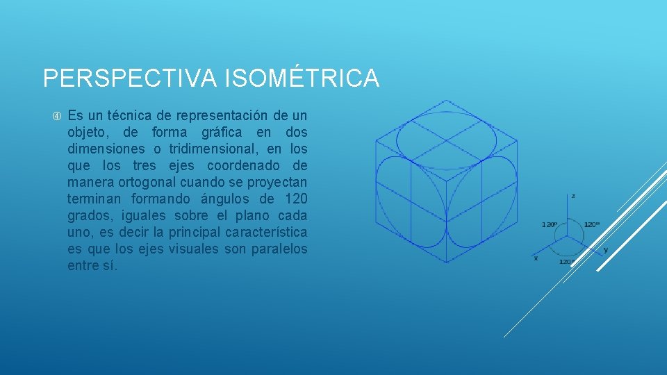 PERSPECTIVA ISOMÉTRICA Es un técnica de representación de un objeto, de forma gráfica en