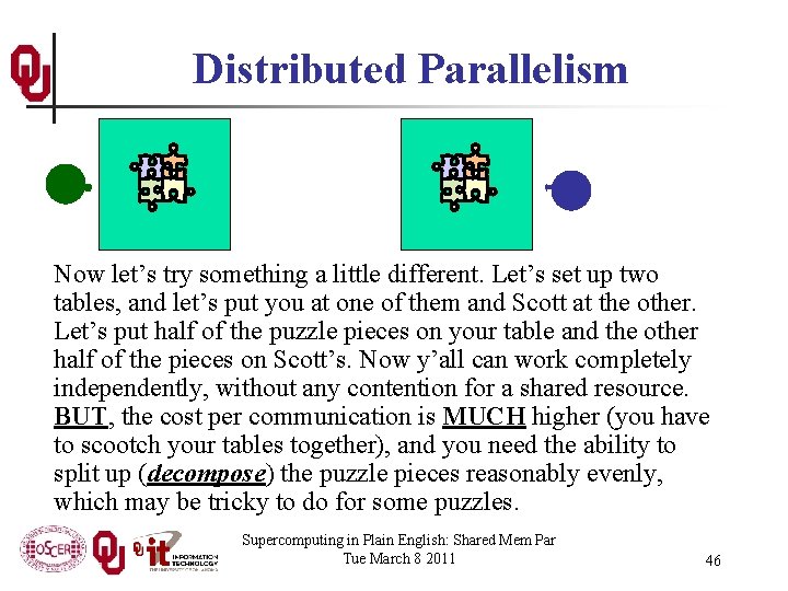 Distributed Parallelism Now let’s try something a little different. Let’s set up two tables,