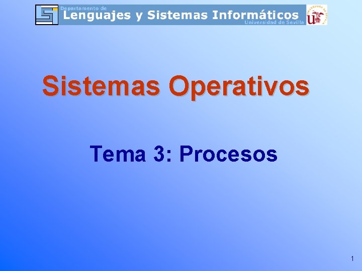 Sistemas Operativos Tema 3: Procesos 1 