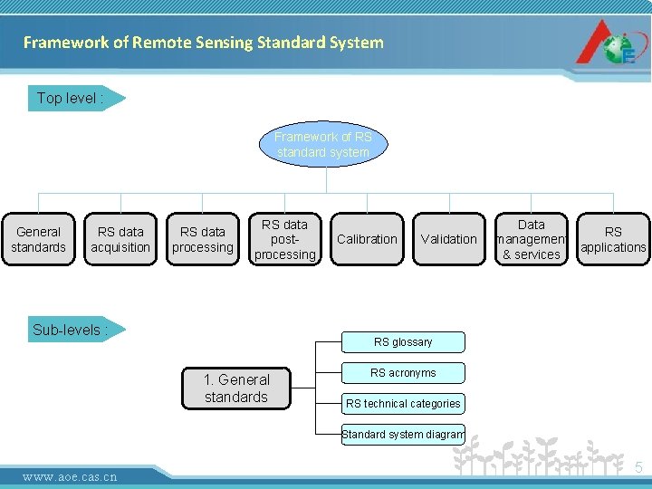 Framework of Remote Sensing Standard System Top level : Framework Generalof RS standard system