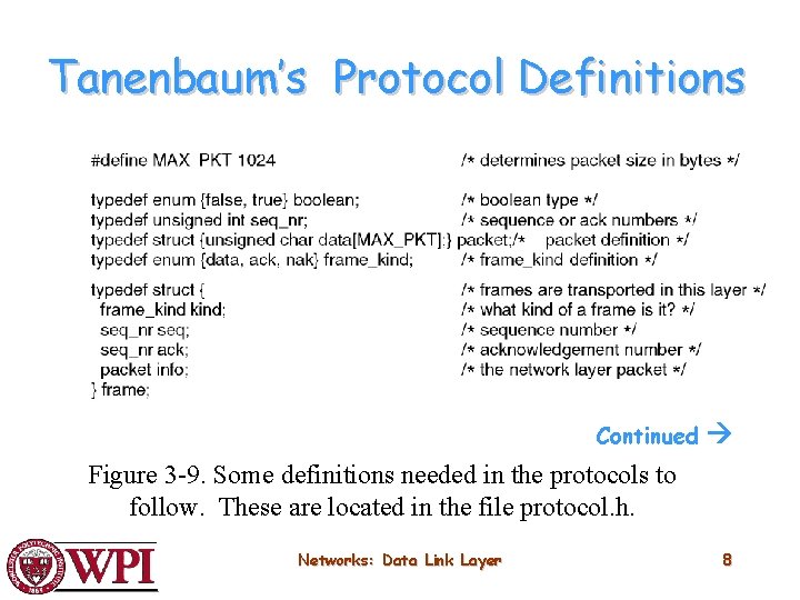 Tanenbaum’s Protocol Definitions Continued Figure 3 -9. Some definitions needed in the protocols to