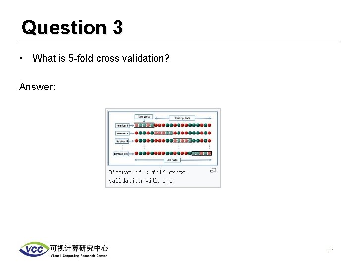 Question 3 • What is 5 -fold cross validation? Answer: 31 