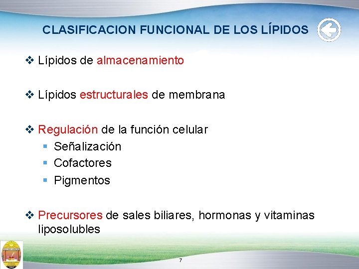 CLASIFICACION FUNCIONAL DE LOS LÍPIDOS Lípidos de almacenamiento Lípidos estructurales de membrana Regulación de