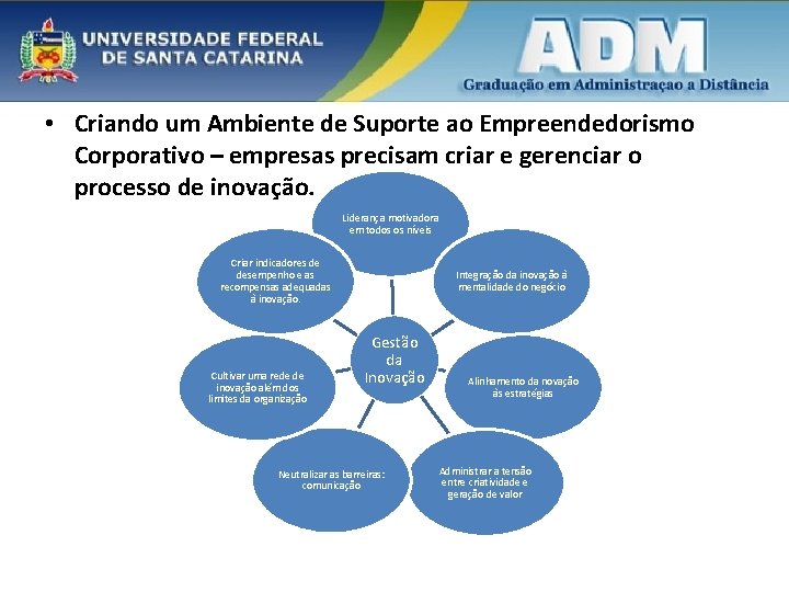  • Criando um Ambiente de Suporte ao Empreendedorismo Corporativo – empresas precisam criar