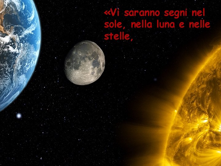  «Vi saranno segni nel sole, nella luna e nelle stelle, 