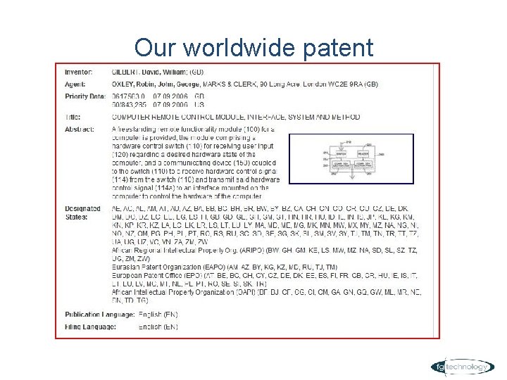 Our worldwide patent 