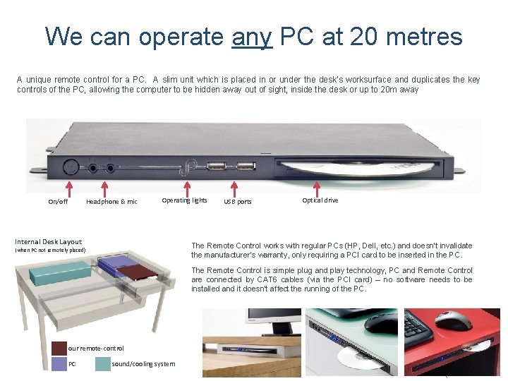 We can operate any PC at 20 metres A unique remote control for a