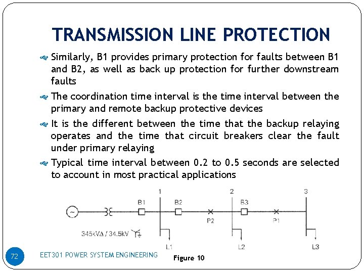 TRANSMISSION LINE PROTECTION Similarly, B 1 provides primary protection for faults between B 1