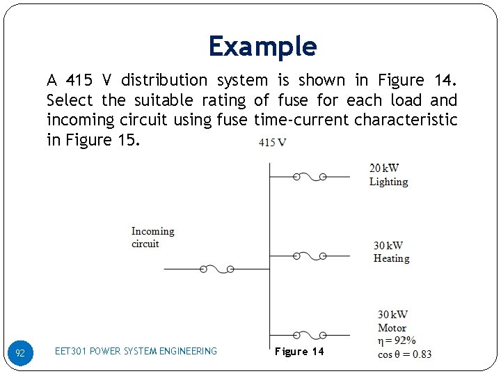Example A 415 V distribution system is shown in Figure 14. Select the suitable