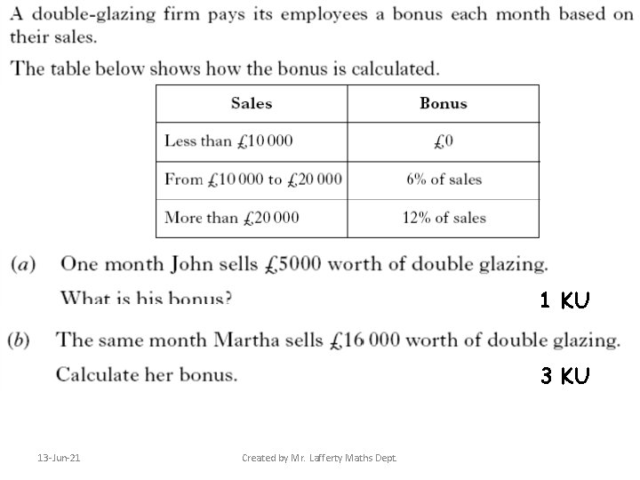 1 KU 3 KU 13 -Jun-21 Created by Mr. Lafferty Maths Dept. 