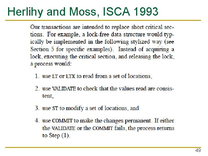 Herlihy and Moss, ISCA 1993 49 