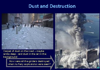 Dust and Destruction Carpet of dust on the road – maybe ankle deep -