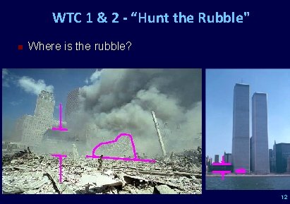 WTC 1 & 2 - “Hunt the Rubble" n Where is the rubble? 12