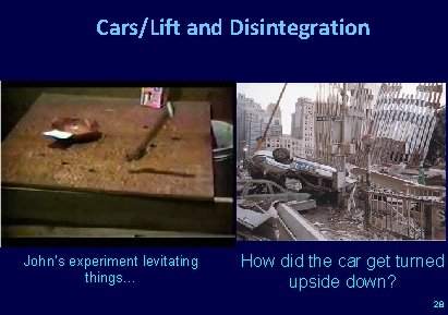 Cars/Lift and Disintegration John’s experiment levitating things… How did the car get turned upside
