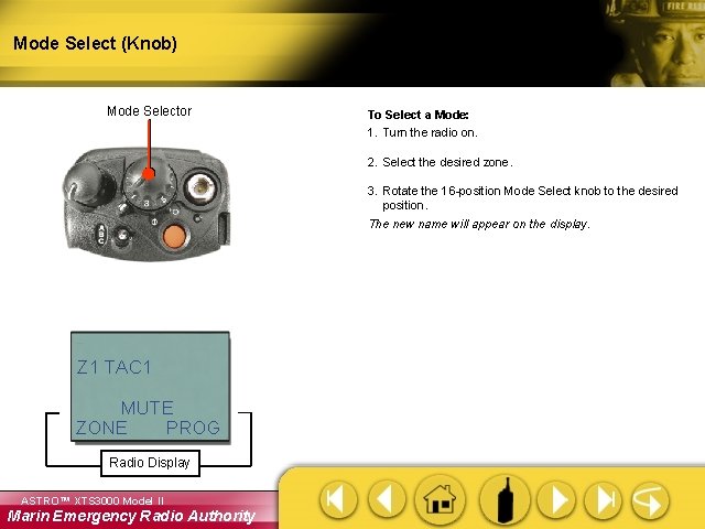 Mode Select (Knob) Mode Selector To Select a Mode: 1. Turn the radio on.