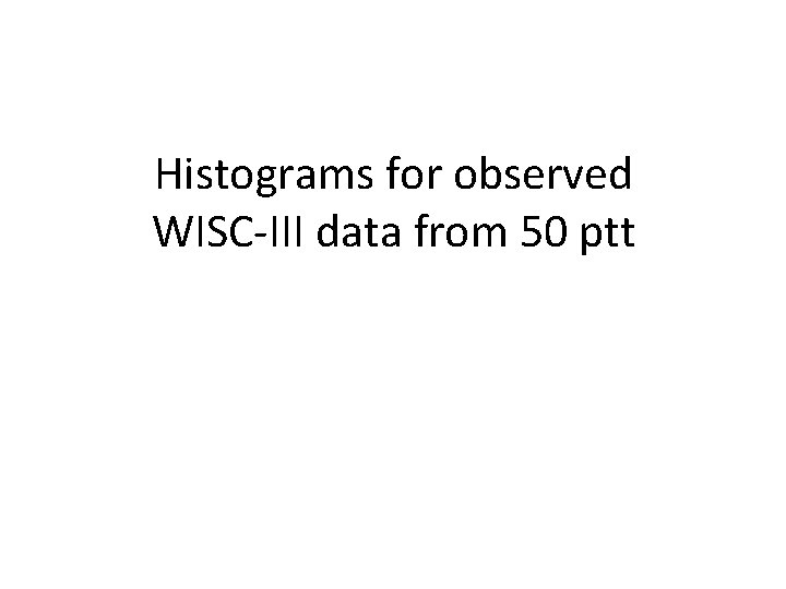 Histograms for observed WISC-III data from 50 ptt 