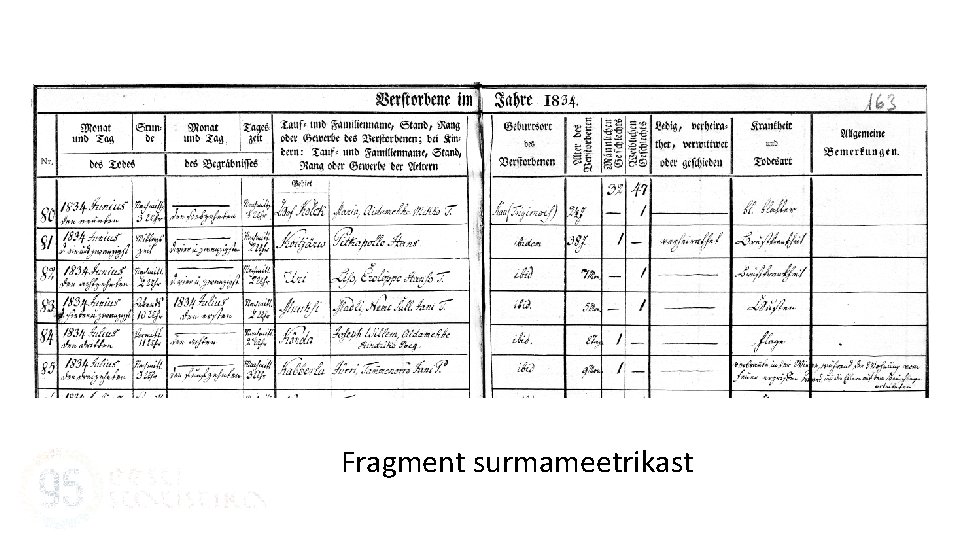 Fragment surmameetrikast 