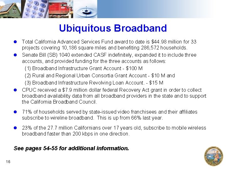 Ubiquitous Broadband Total California Advanced Services Fund award to date is $44. 98 million