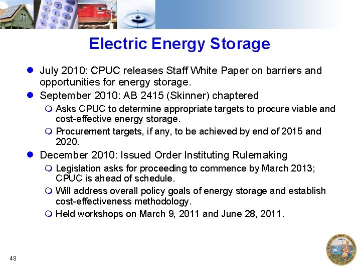 Electric Energy Storage July 2010: CPUC releases Staff White Paper on barriers and opportunities