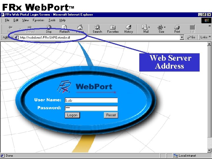 FRx Web. Port™ Web Server Address 