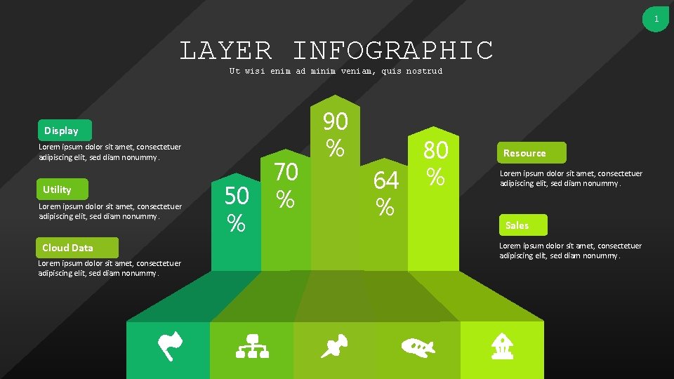 1 LAYER INFOGRAPHIC Ut wisi enim ad minim veniam, quis nostrud Display Lorem ipsum