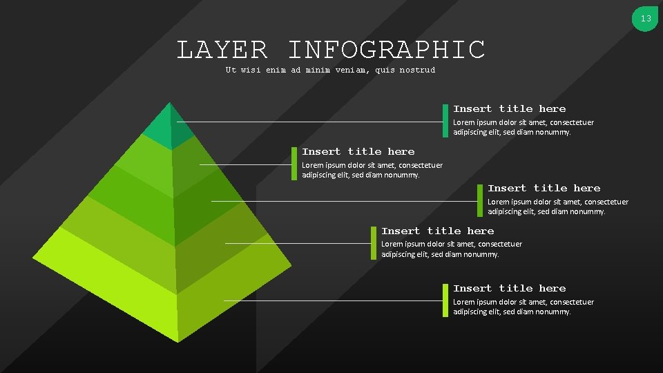 13 LAYER INFOGRAPHIC Ut wisi enim ad minim veniam, quis nostrud Insert title here