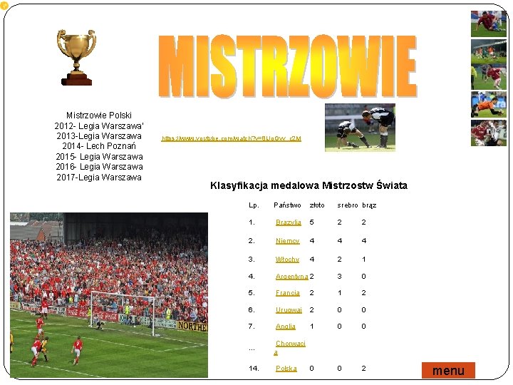 Mistrzowie Polski 2012 - Legia Warszawa’ 2013 -Legia Warszawa 2014 - Lech Poznań 2015