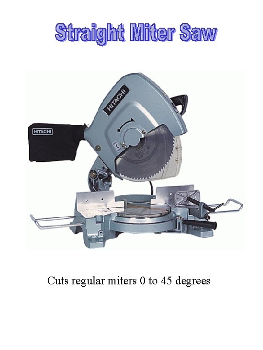 Cuts regular miters 0 to 45 degrees 